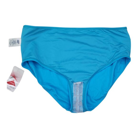 Lands End High Waisted Bikini Swim Bottoms Size 16 Turquoise Chlorine Resistant - Picture 6 of 10